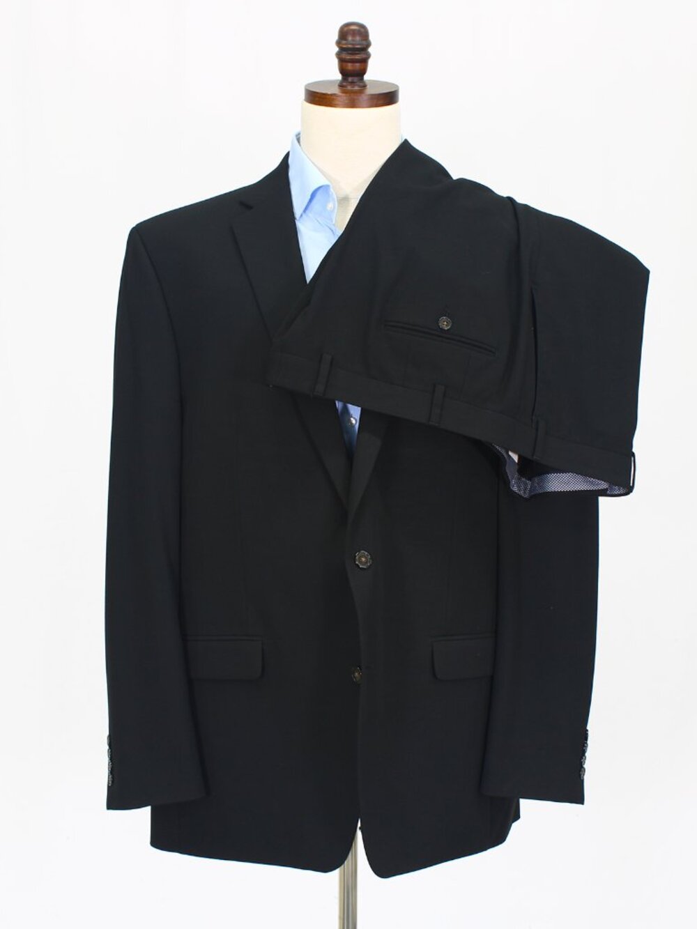Chaps 48L 42x30 Black Full Suit 2-Button Solid R910